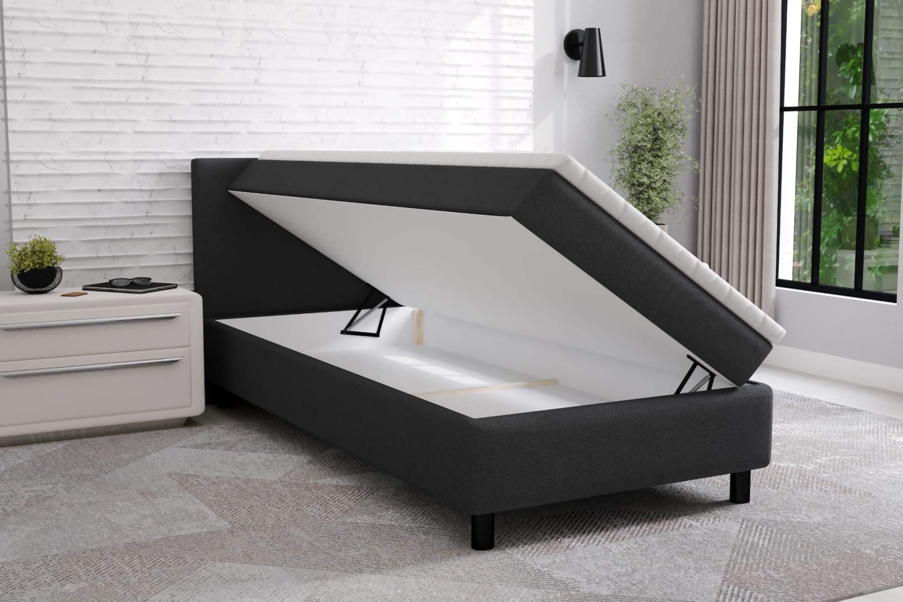 boxspring 90x200 met opbergruimte